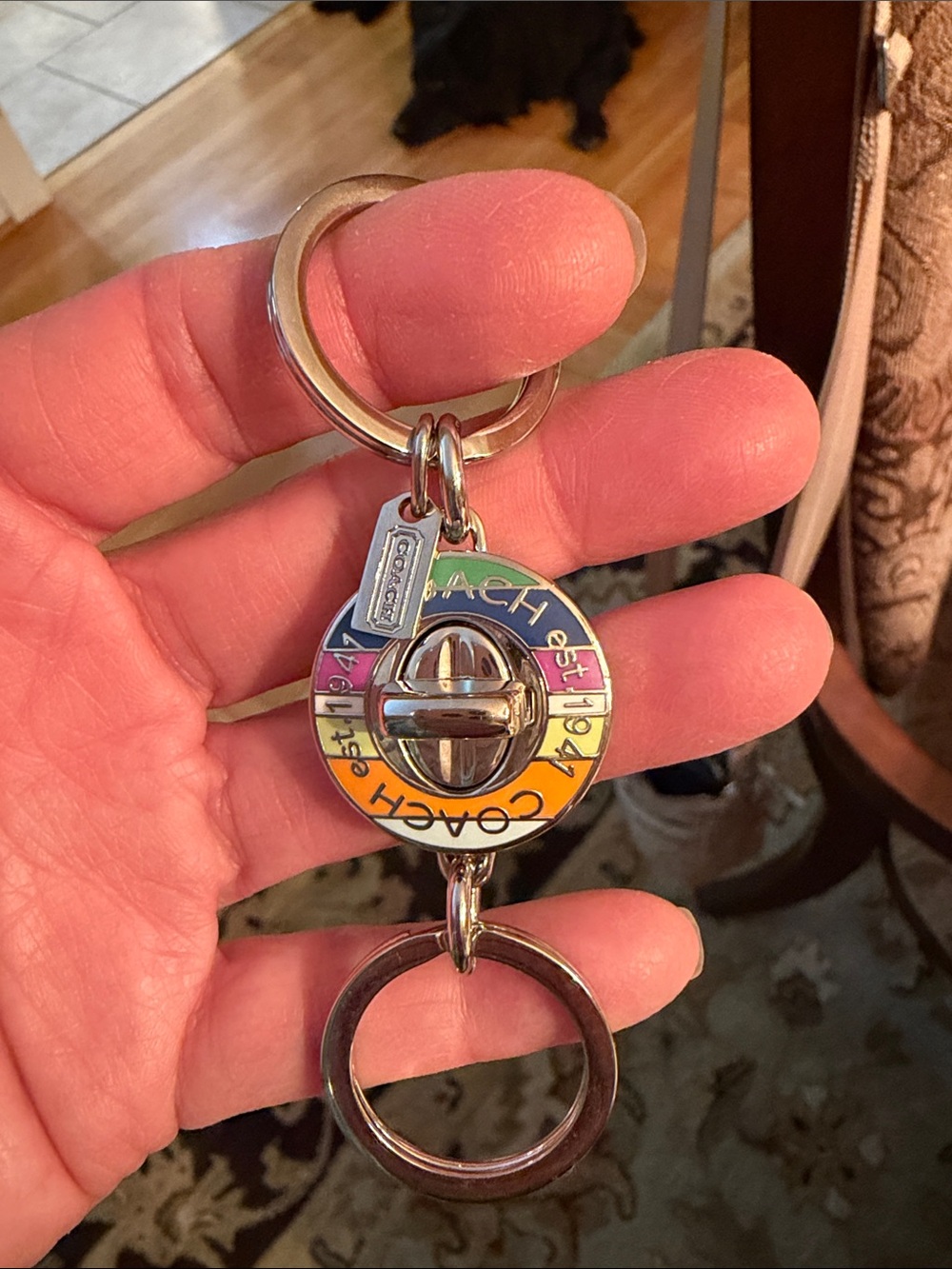 COACH Legacy Enamel Turnlock Valet Keyring-Silver Hardware - Picture 16 of 16